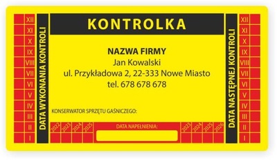 NAKLEJKI na gaśnicę, Kontrolka gaśnic PPOŻ 100szt!