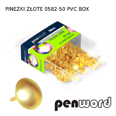 Pinezki metalowe złote 50 szt. Penword