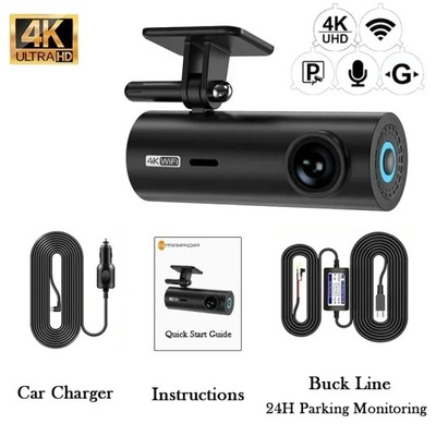 CÁMARA DE AUTOMÓVIL 4K GRABADORA DE VÍDEO DVR GRABADORA DE VÍDEO AUTO KONTROLA APLIKACJI NEGRA BLOQUE CON WI-FI  