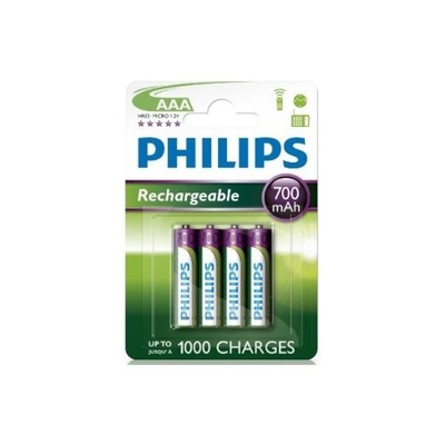 BATERIA PHILIPS AAA LR03 BLISTER 4SZT AKUMULATOR 700mAh Phil-R03B4A70/10 #2