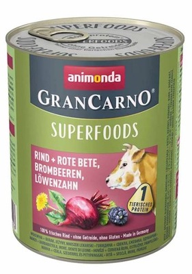 Animonda GranCarno mokra karma dla psa SUPERFOOD wołowina burak puszka 800g