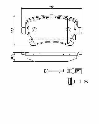 ZAPATAS HAMULC. VW T5 03- PARTE TRASERA Z SENSOR  