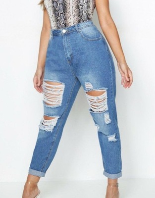 BOOHOO SPODNIE JEANS RIPPED 8TX XXJ__XXL