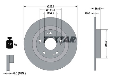 TEXTAR DISCOS DE FRENADO 2 PIEZAS PARTE TRASERA HONDA CIVIC X 1.0 1.5 1.6D 08.16-  