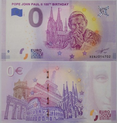 Banknot 0 Euro 100 rocznica urodzin Jana Pawła II