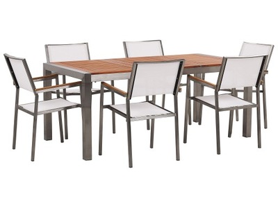 Zestaw ogrodowy stół 6 krzeseł biały