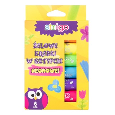 Kredki żelowe Strigo SSC034 6 sztuk neonowe