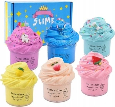 6szt Fluffy Floam Slime Stress Relief zabawki