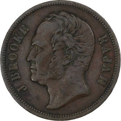 Sarawak, James Brooke, Cent, 1863, Heaton, Miedź,