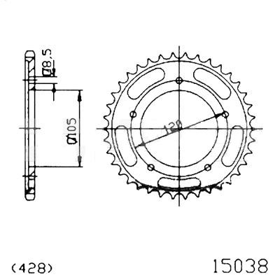 ENGRANAJE PARTE TRASERA ACERO ESJOT 15038-60 60Z 428  