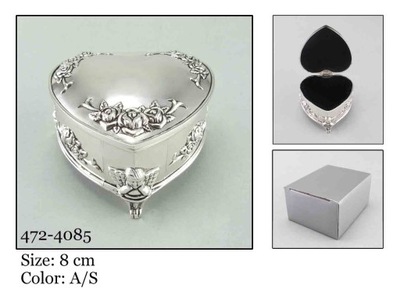 Szkatułka na biżuterię serce puzderko srebrne