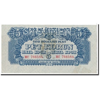 Banknot, Czechosłowacja, 5 Korun, 1944, Undated, K