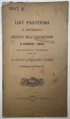 List pasterski Józefa Bilczewskiego 1904