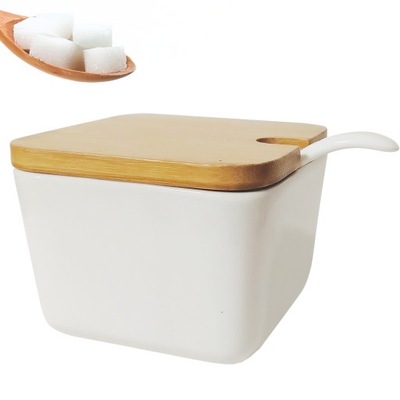 BERRETTI CUKIERNICZKA CERAMICZNA Z ŁYŻECZKA POKRYWĄ BAMBUSOWĄ CUKIERNICA