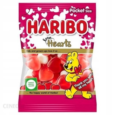 Żelki Haribo Love Hearts serduszka czerwoce serca walentynkowe 160 g