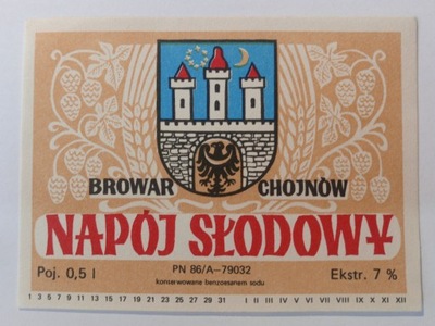 Etykieta Browar Chojnów - NAPÓJ SŁODOWY