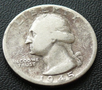 USA - 25 CENTÓW QUARTER DOLLAR LIBERTY 1945 r. - srebro Ag