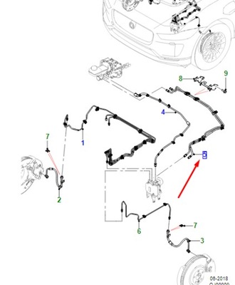 Jaguar i-pace x590 brake line труба rhd t4k9836 original фото №1