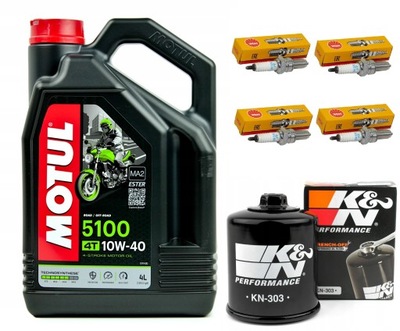 ALYVA MOTUL + FILTRAS KN-303 + ŽVAKĖS NGK CR9E, KAWASAKI ZXR750, 91-95R. 