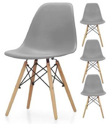 Krzesła skandynawskie szare zestaw 4 sztuk