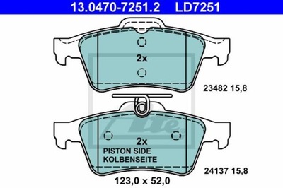 ATE 13.0470-7251.2 ZAPATAS CERÁMICOS PARTE TRASERA RENAULT LAGUNA 1,6-3,5 07-  