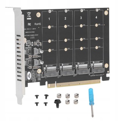 KONTROLER / ADAPTER 4X M.2 NVMe SSD (KEY M) DO PCI-E X16 - KARTA ROZSZERZEŃ DLA 4 DYSKÓW