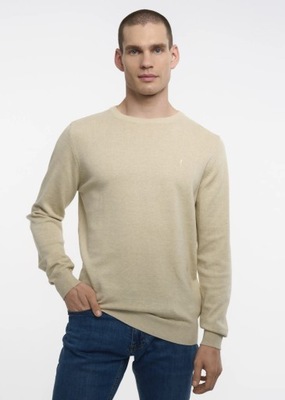 OCHNIK Kremowy prosty sweter męski SWEMT-0114-12 r. 2XL