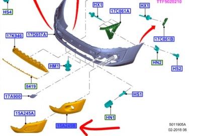 Решётка противотуманной фары rh ford transit custom 13-17 фото №1