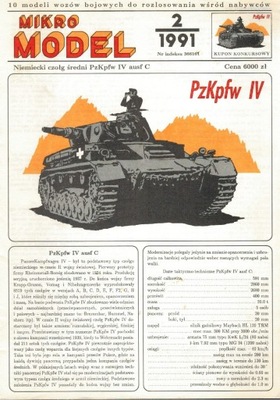 Mikro Model 2/1991 Niemiecki czołg średni PzKpfw IV ausf C