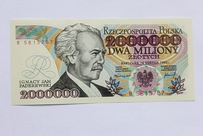 Banknot 2000000 zł - seria B 1992 roku UNC