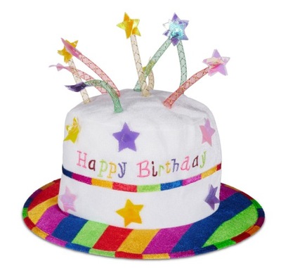 Kapelusz urodzinowy dekorowany kolorowy na imprezy happy birthday