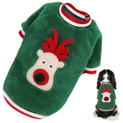 ŚWIĄTECZNE UBRANKO DLA PSA BLUZA SWETER Z RENIFEREM PIMEK M ZIELONA