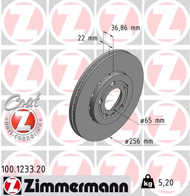 ZIMMERMANN 100.1233.20 DISCO DE FRENADO  