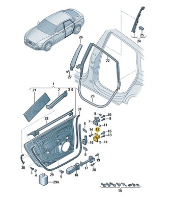 CHARNELA DE PUERTA PARTE DELANTERA PARTE TRASERA IZQUIERDO INFERIOR AUDI A7 C7 A8 D4  