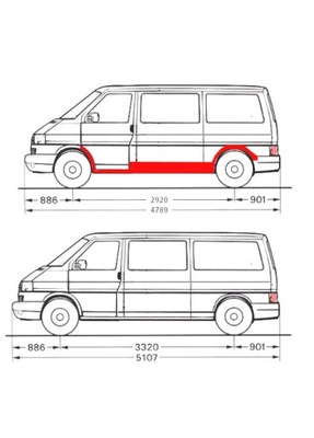 REPERATURKI / ПОРОГИ VW T4 90 - 03 ВЕРСІЯ КОРОТКА СТОРОНА ЛІВА