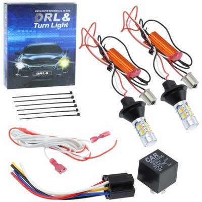 2 EN 1 LUZ DIODO LUMINOSO LED DE DÍA + LUCES DIRECCIONALES DRL PY21W  