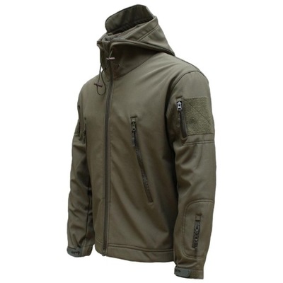 Mens Softshell Hiking Jacket Fleece Lined Coat Top for Outdoor L Green