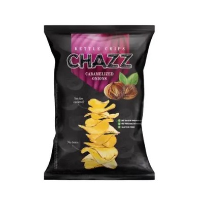 Litewskie chipsy o smaku karmelizowanej cebulki Chazz Chips do pochrupania