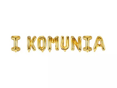 Balony foliowe złote napis Komunia 35cm