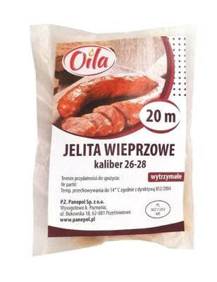 Jelita wieprzowe do kiełbasy, kaliber 26-28, 20m