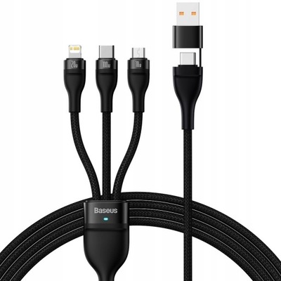 BASEUS MOCNY KABEL 3w1 USB-C / USB DO LIGHTNING MICRO TYP-C 100W 6A 1.2m