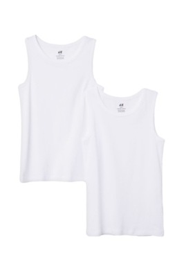 H&M Koszulka na ramiączka top 2 pak biały 134/140