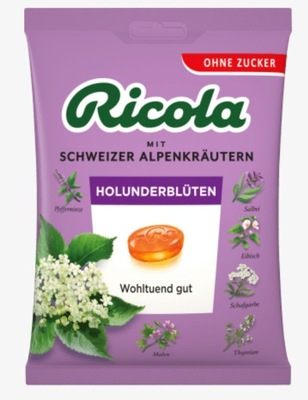 Ricola cukierki Czarny Bez 75g. bez cukru