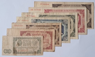 Zestaw Banknotów PRL 2 5 10 20 50 100 500 zł 1948 rok