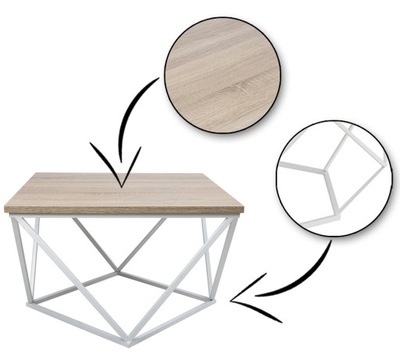 Stolik kawowy stół nowoczesny 60 cm do salonu loft