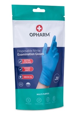 Rękawice nitrylowe Opharm Niebieskie 20szt - Rozmiar XL