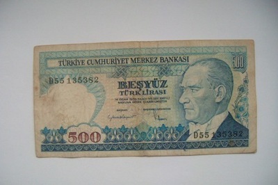 Banknot Turcja 500 Lira 1970 r.