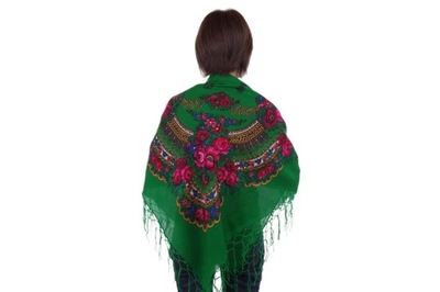 Chusta góralska frędzle bawełniana folk stylizowana regionalna szal duża