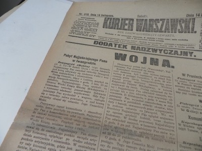 1914 KURIER WARSZAWSKI DODATEK NADZWYCZAJNY