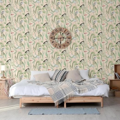 DUTCH WALLCOVERINGS Tapeta Flamingo, kremowo-miętowa